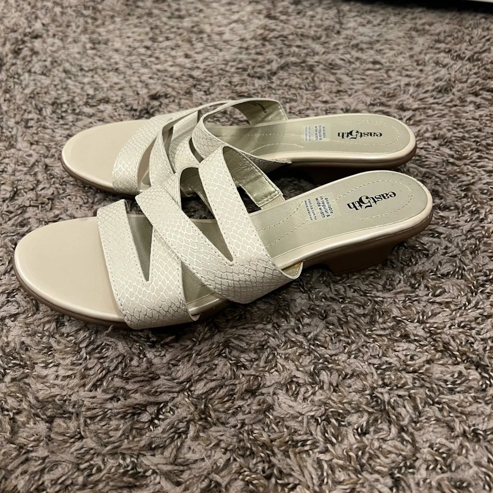 East 5th - Cream Sandals with Crisscross Straps - Picture 2 of 6